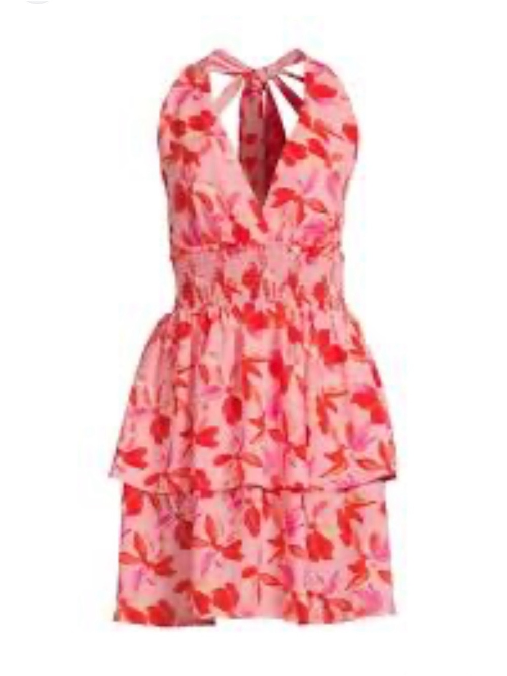Floral Pink Halter Mini Dress - Picture 3 of 7